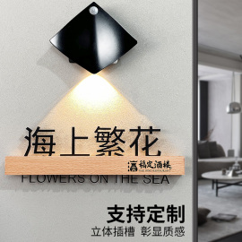 亚克力门牌订制logo设计广告牌招牌工作室包间包厢棋牌室，定制轻奢挂牌创意房间公司包房门(包房门)贴民宿发光标牌