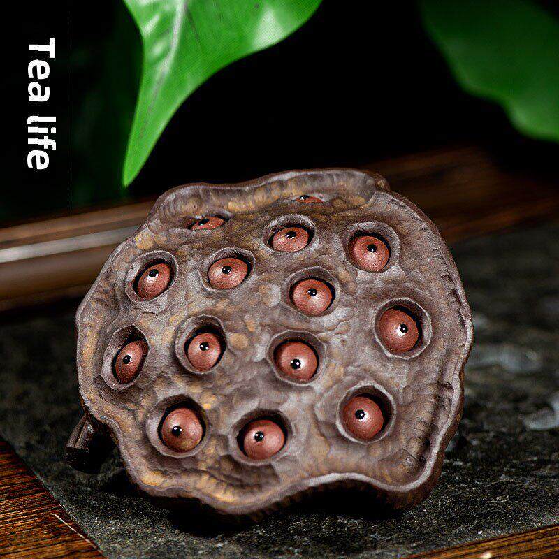 茶宠物紫砂可养手工莲子莲荚饰品雕塑死莲茶盘家装小物件礼品
