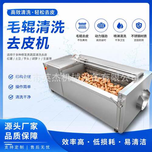 毛辊清洗机适用于山莲藕生姜材根茎类清洗去泥去皮设备商用