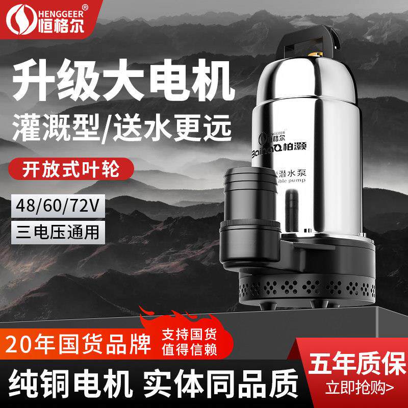 直流潜水泵12V抽水机24V48V60V伏电动车电瓶车农用小型家用抽水泵