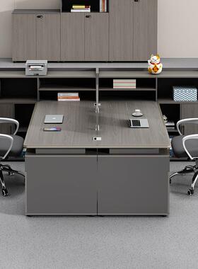 铝合桌面两人职员桌AE-01双员位工位办公室工财务办公桌椅金组人