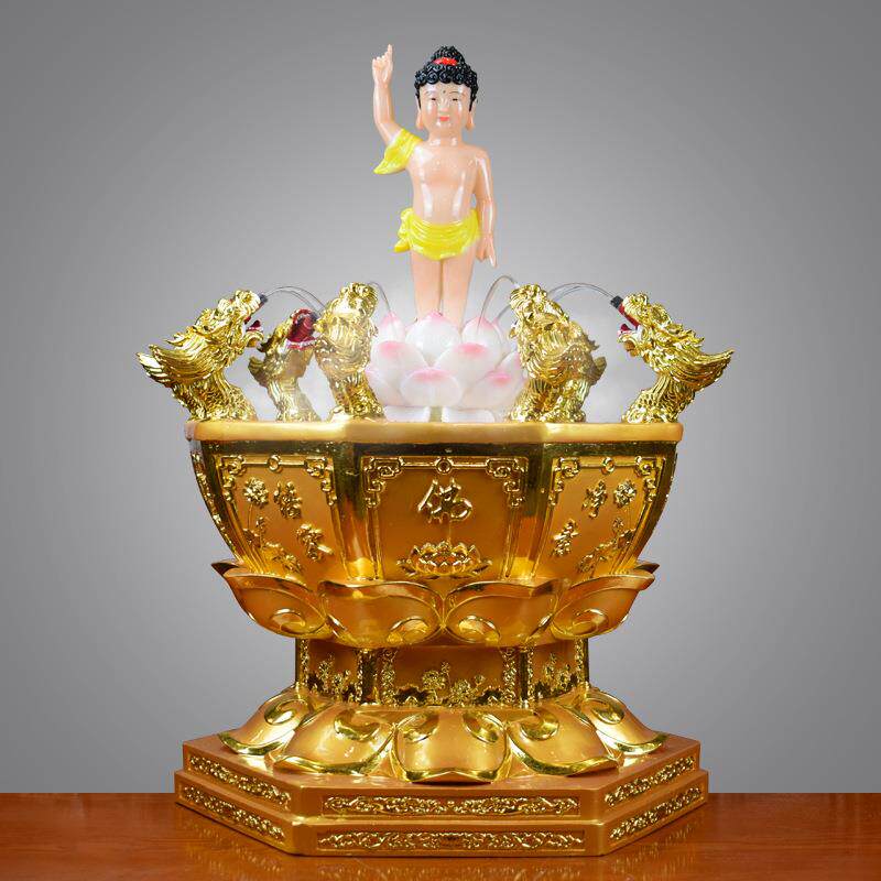 厂家直供汉白玉浴佛盆九龙吐水浴佛太子像浴佛勺整套佛诞用品