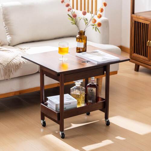 可移动楠竹简约小茶几客厅家用小推车可折叠桌面创意边几