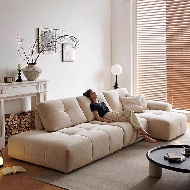 像素沙发客厅现代简约磨砂布沙发L型转角豆腐块吐司沙发移动靠背
