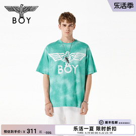 BOYLONDON夏季男女同款短袖渐变扎染多巴胺宽松休闲运动T恤N01037