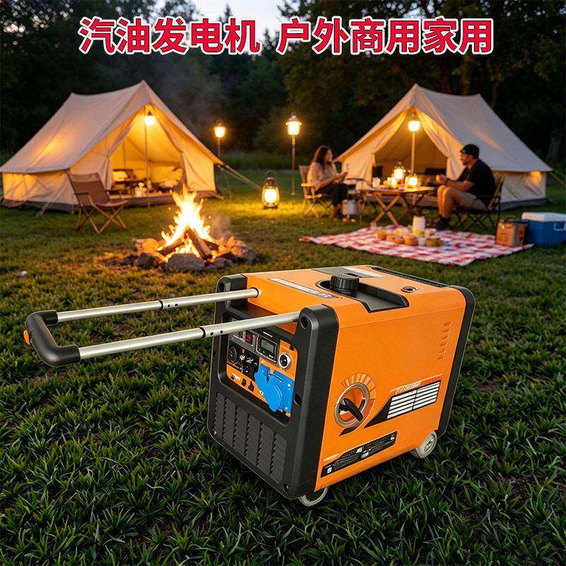 变频汽油发电机220V相5kW家用手摇发电机静音便携大功率发电机