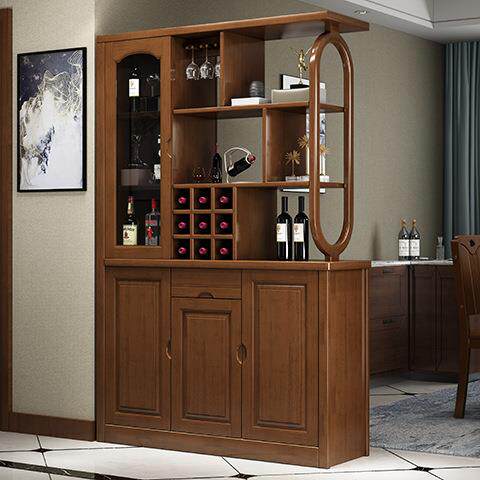 中式实木间厅柜门厅柜进门玄关柜鞋柜带酒槽酒柜入户双面屏风隔断