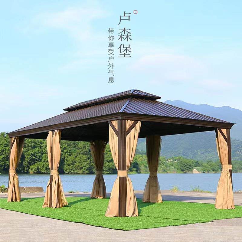 户外凉亭庭院铝合金遮阳雨棚花园室外阳光房别墅露台楼顶四角亭子
