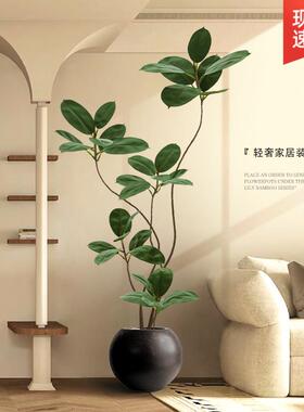 橡皮树彷真绿色植物高端轻奢客厅彷生植物室内装饰大型落地摆件假