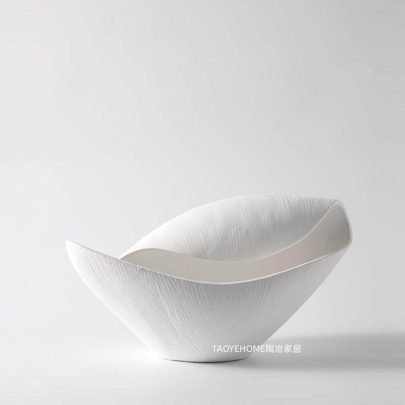 简约现代白色陶瓷花瓶客厅家居样板间艺术果盘插花器软装饰品摆件