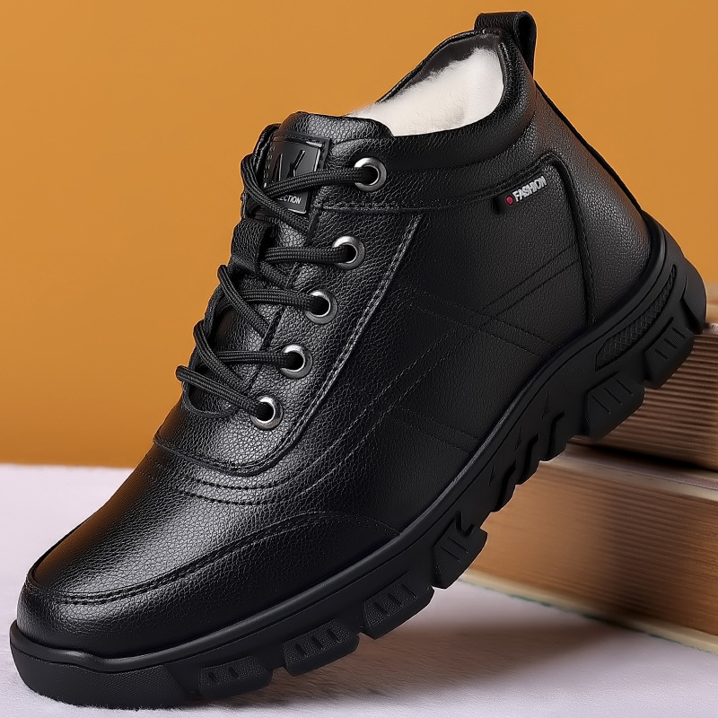 雪地靴男士棉鞋加厚保暖皮质棉鞋