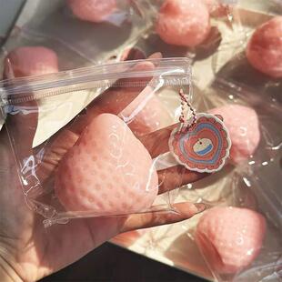 Big Strawberry Squeeze Taba Squishy Toy Kawaii Red Pink Squi