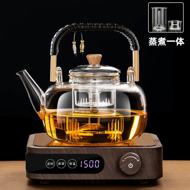 大容量玻璃蒸煮一体茶壶全自动黑晶炉加热煮茶器烧水泡茶专用套装
