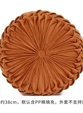 高档橙色提花抱枕奢套靠垫轻系现代枕复古小格纹靠套毛毛丝绒橘色