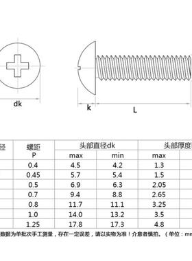 304不锈钢十字M大扁头M6M螺8螺栓蘑菇头T电子螺丝钉平尾VJQ机牙钉