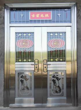 304不锈钢门农村自建房入户门乡村家用防盗门不锈钢大门双门