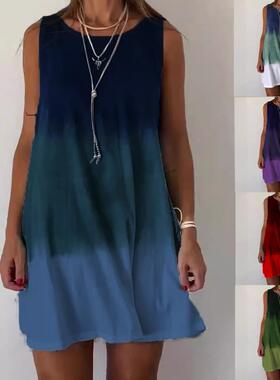 Women's gradient printed vest dress