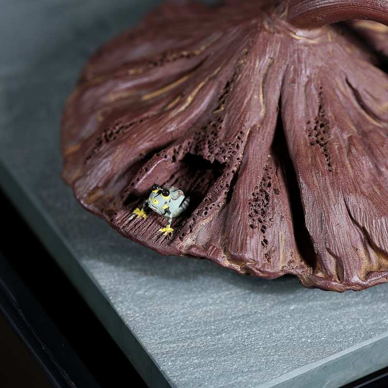 宜兴精品全手工紫砂茶宠摆件 仿老莲蓬创意茶盘茶玩紫砂工艺品