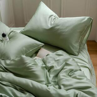 A类LF级100S兰精天丝四件套简约纯色丝滑凉感床单被套裸睡真丝床