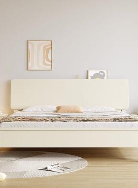 简约白色行实床现代流物床主木卧储家用双人床奶MFX油风网红民宿