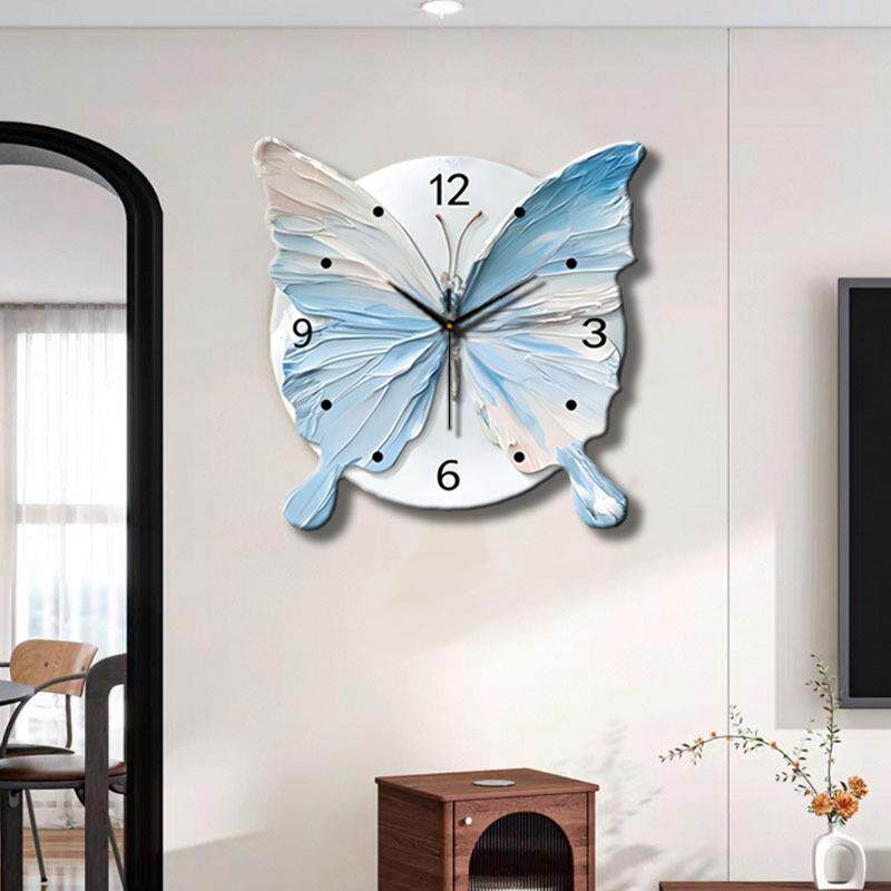 ZB120新款现代简约创意蝴蝶钟表客厅装饰画卧室静音时钟挂画
