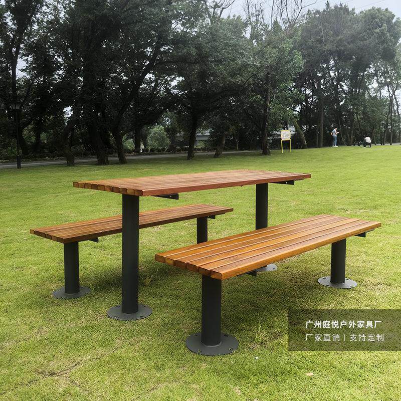 户外公园椅休闲长椅铸铝实木塑木坐椅木制广场排椅公园桌椅排椅