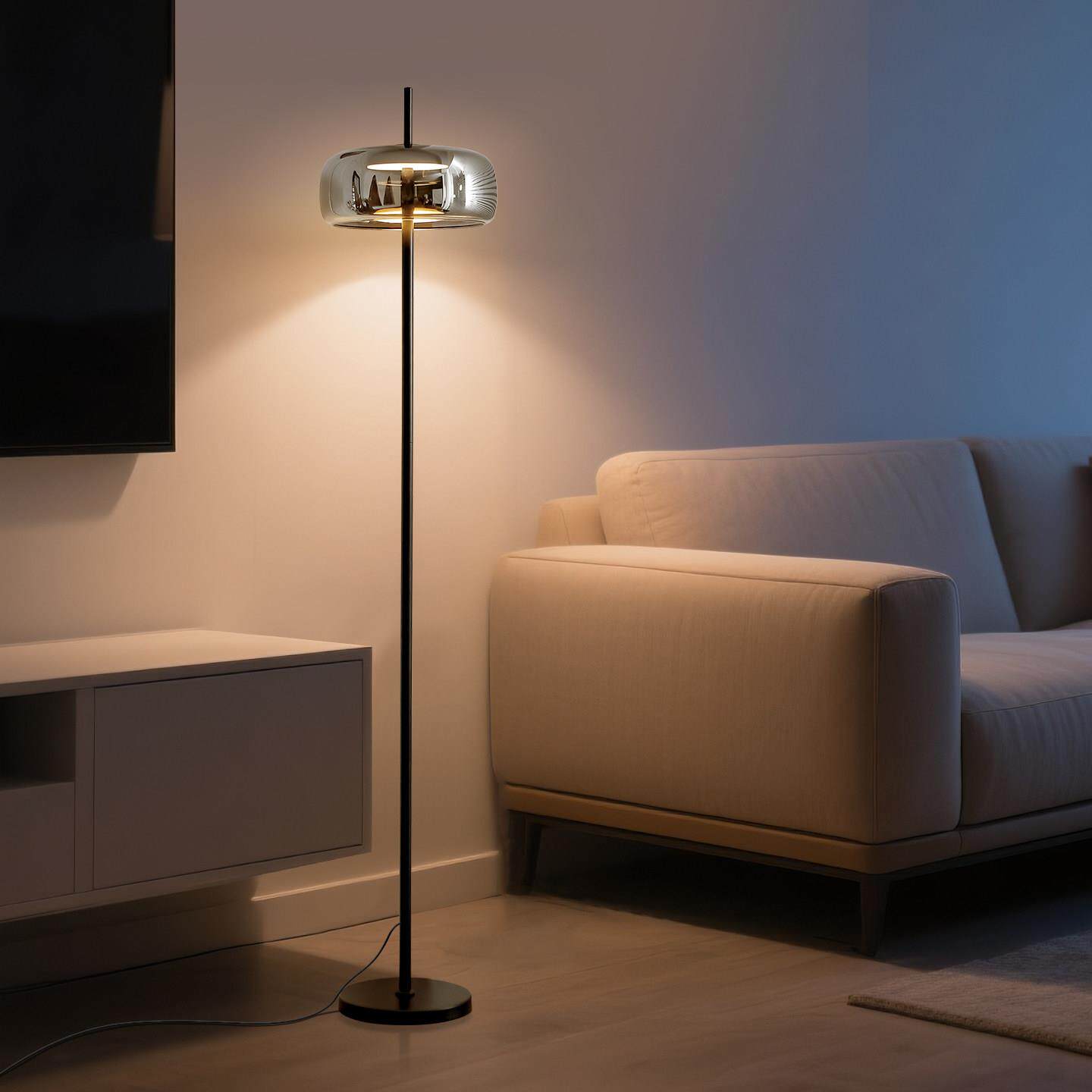 极简落地灯客厅高级感气氛灯沙发旁轻奢台灯立式卧室床头玻璃灯具