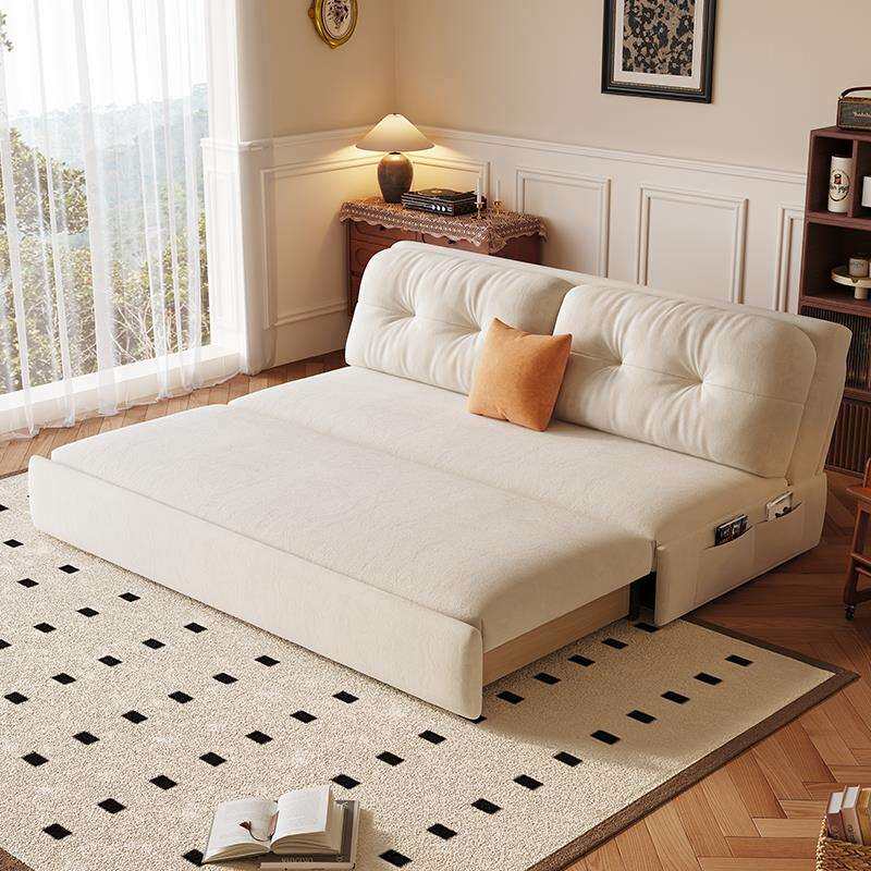 批法式复古奶油风折叠沙发床两用家用小户型2026新款多功能布艺沙