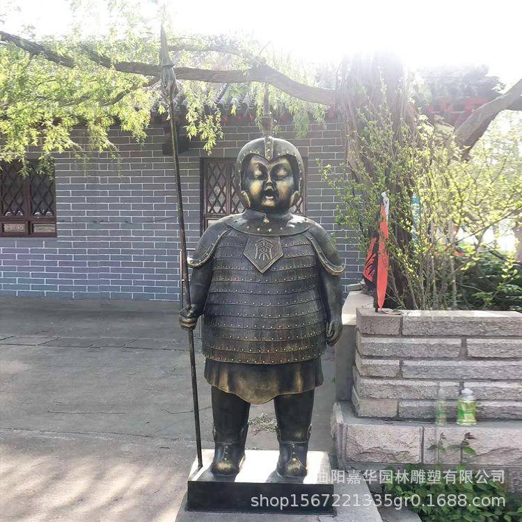 小士兵雕塑站岗武士人物雕塑玻璃钢仿铜人物雕塑可