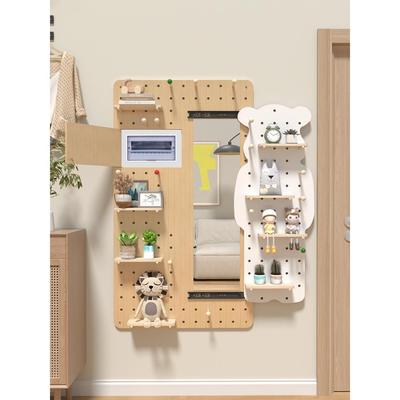 洞洞板可推拉穿衣镜入户换鞋 凳 户衣帽  架  镜子一体可遮挡电表箱简约 床笠