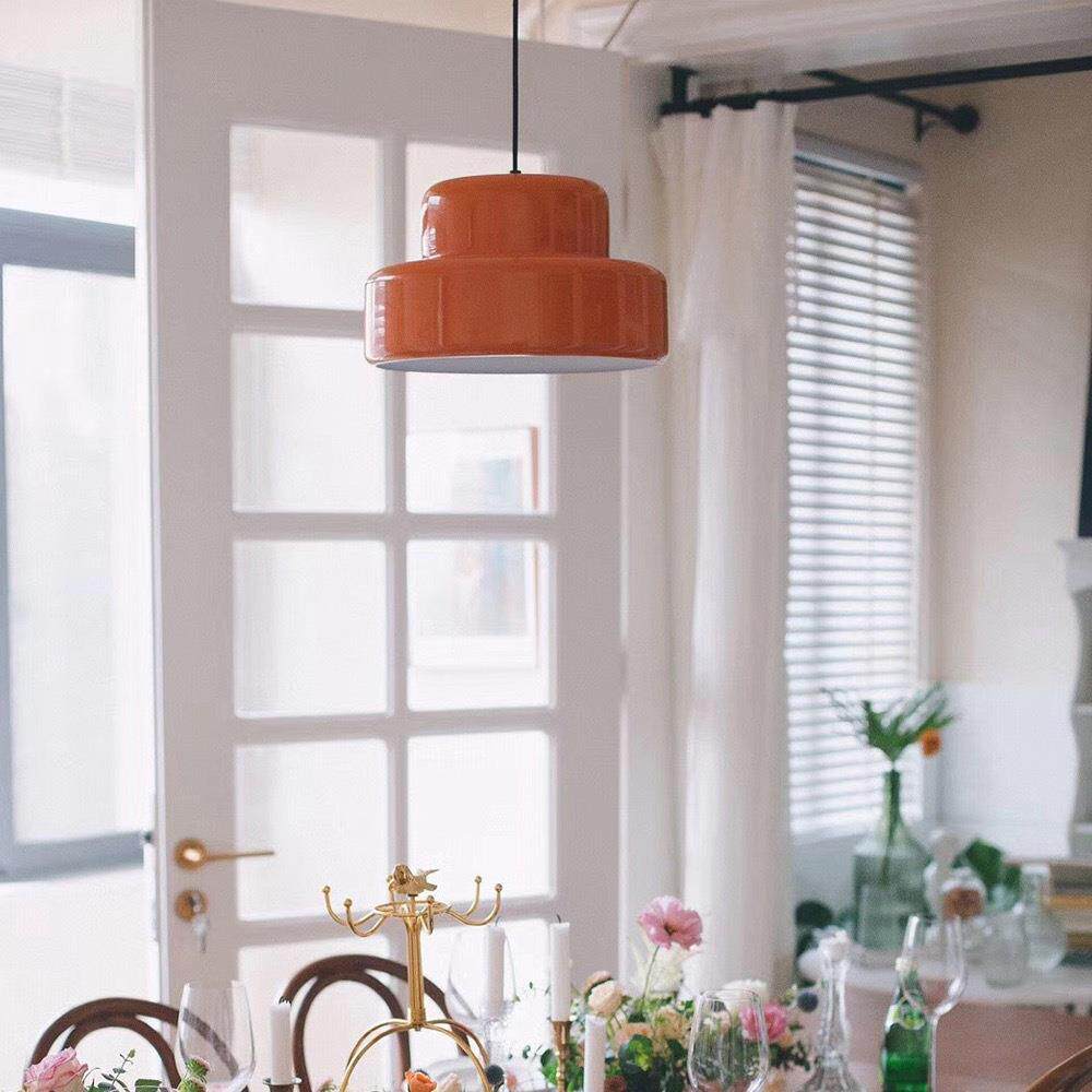 全光谱双层桔灯MCM餐厅吊灯 简约艺术橘色橙色中古风饭厅岛台吊灯