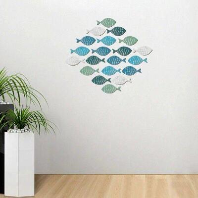 20Pcs Wooden Fish Wall Hangings Coastal Beach Decorations
