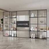 办公室屏风隔断书架置物架现代客厅可移动装 饰玻璃屏风隔断遮挡墙