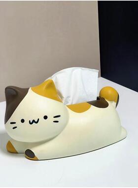 创意猫咪纸巾盒陶瓷卫生纸盒客厅可爱纸巾收纳盒桌面摆件2025新款