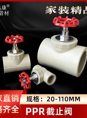 PPR灰色截止阀水管水阀开关20 32 40 63 75 90 110铜芯4分6分配件