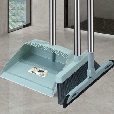 Broom and dustpan set with soft brush broom and dustpan set