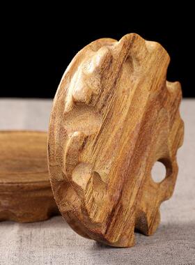 BK9K木质圆形香炉底座舍利塔佛像复古实木底托奇石茶壶花瓶托