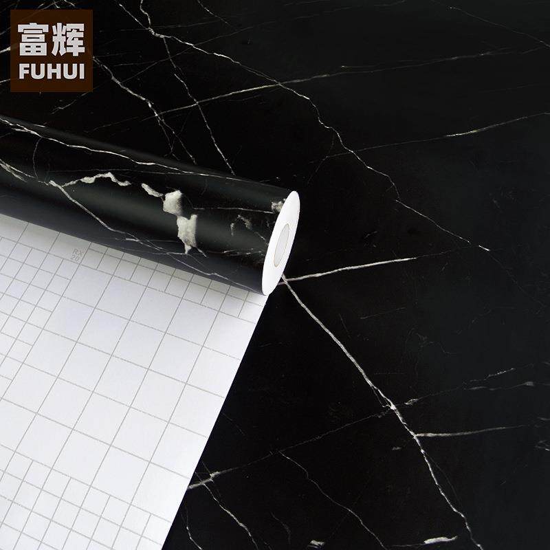 韩华哑光黑色大理石贴纸自粘墙纸PVC家具翻新装饰贴膜防水HD-070