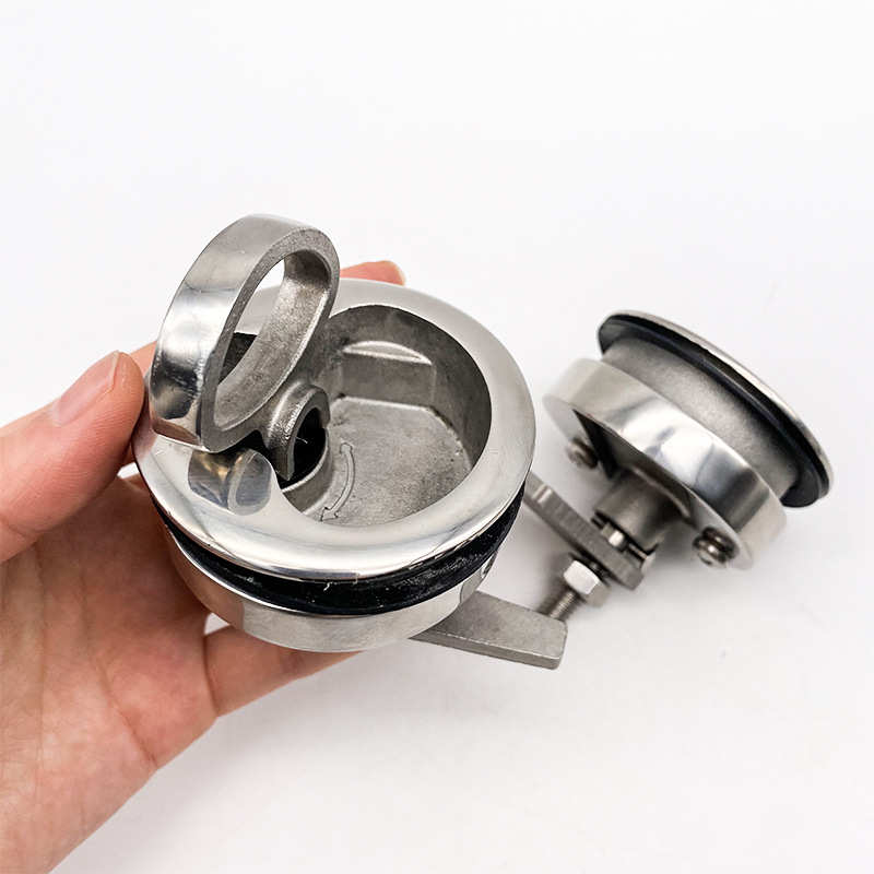 不锈钢316地板锁 圆形地板扣 轮船游艇圆型拉环式门锁 长柄地板扣