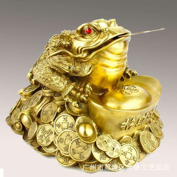 铜金蟾摆件三脚金蟾蜍摆件铜元宝开业店铺摆件