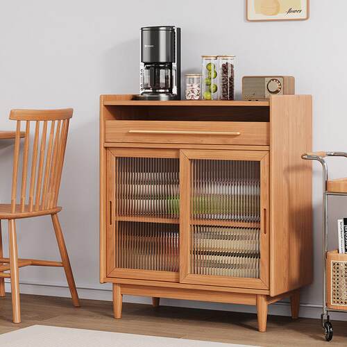 全实木餐边柜储物落地日式客厅靠墙茶水柜小户型北欧窄型置物柜