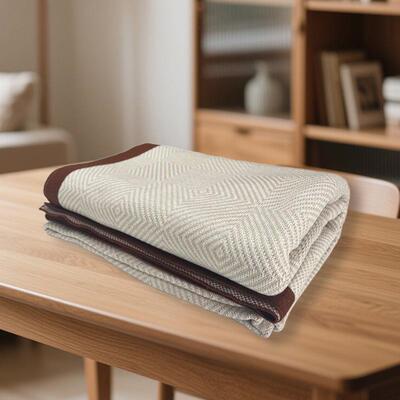 全飞织线毯TZM0420针床尾巾纯棉披肩机盖毯棉办公室午休毯子条纹