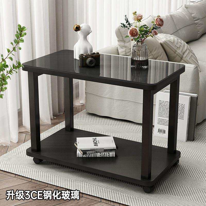 茶几客厅家用小户型边几可移动小茶几沙发边柜客厅钢化玻璃小桌子