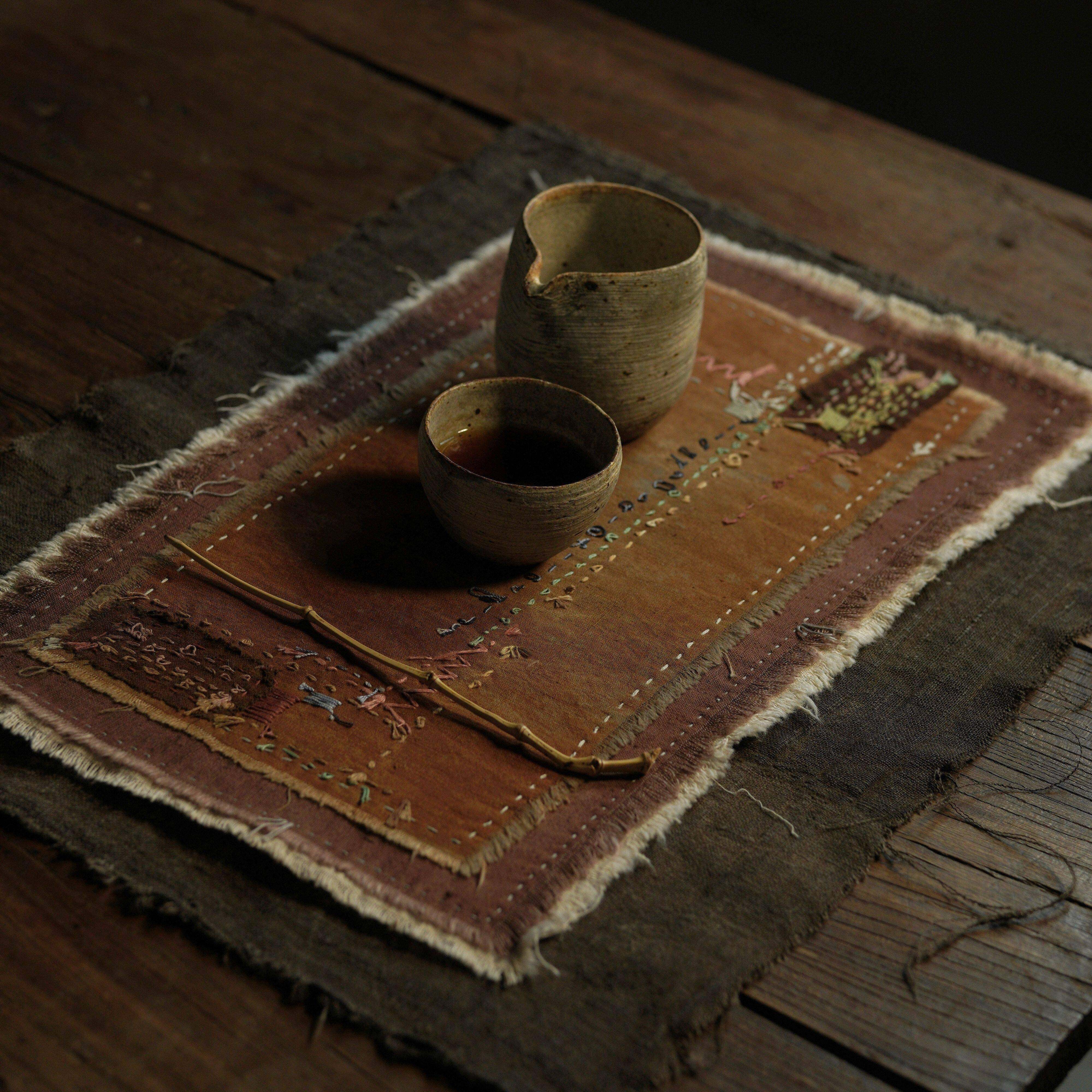 手缝柿染植物染老布艺术茶席布垫,居家布艺,茶席,淘宝优惠券,粉丝福利购,淘宝优惠卷