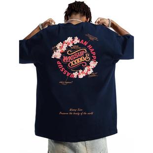 男装 男高街ins宽松T恤夏装 大码 纯棉情侣装 潮 香港潮牌新款 汗衫 短袖