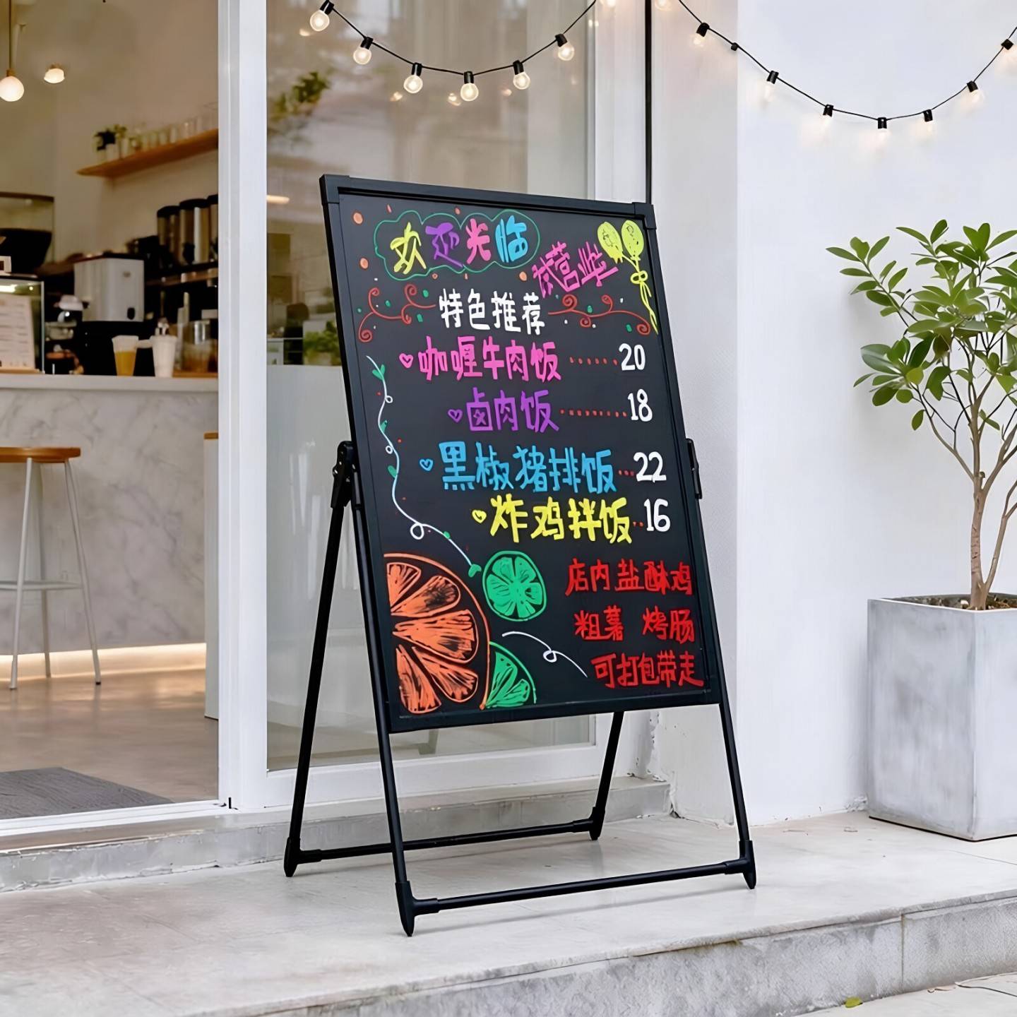 展示牌小黑板店铺用发光广告牌支架式商用手写活动招牌电子荧光板