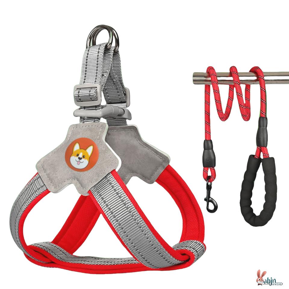 新款狗狗牵引绳胸背带背心式宠物遛狗绳中小型柴犬犬法斗柯基脖圈