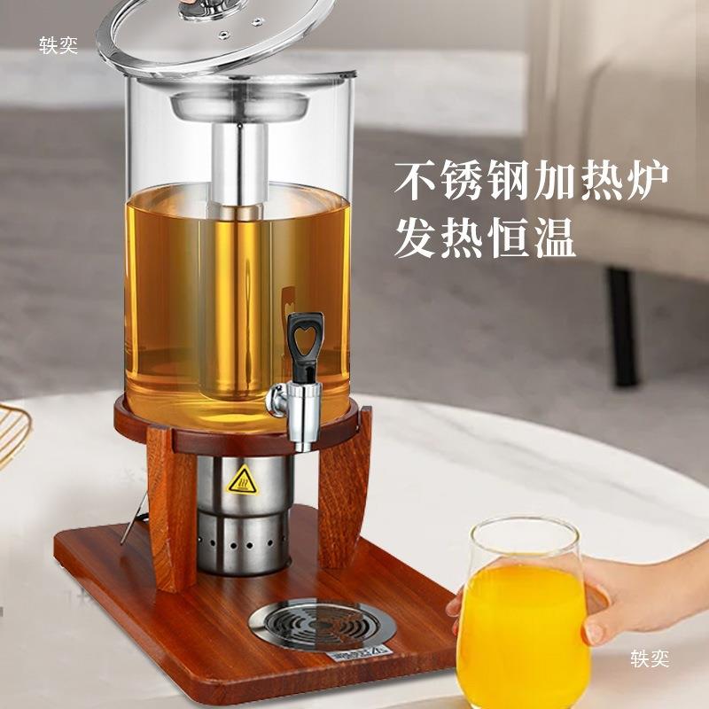 酒店自助餐8L玻璃果汁桶牛奶咖啡鼎商用牛奶桶大容量可加冰果汁鼎