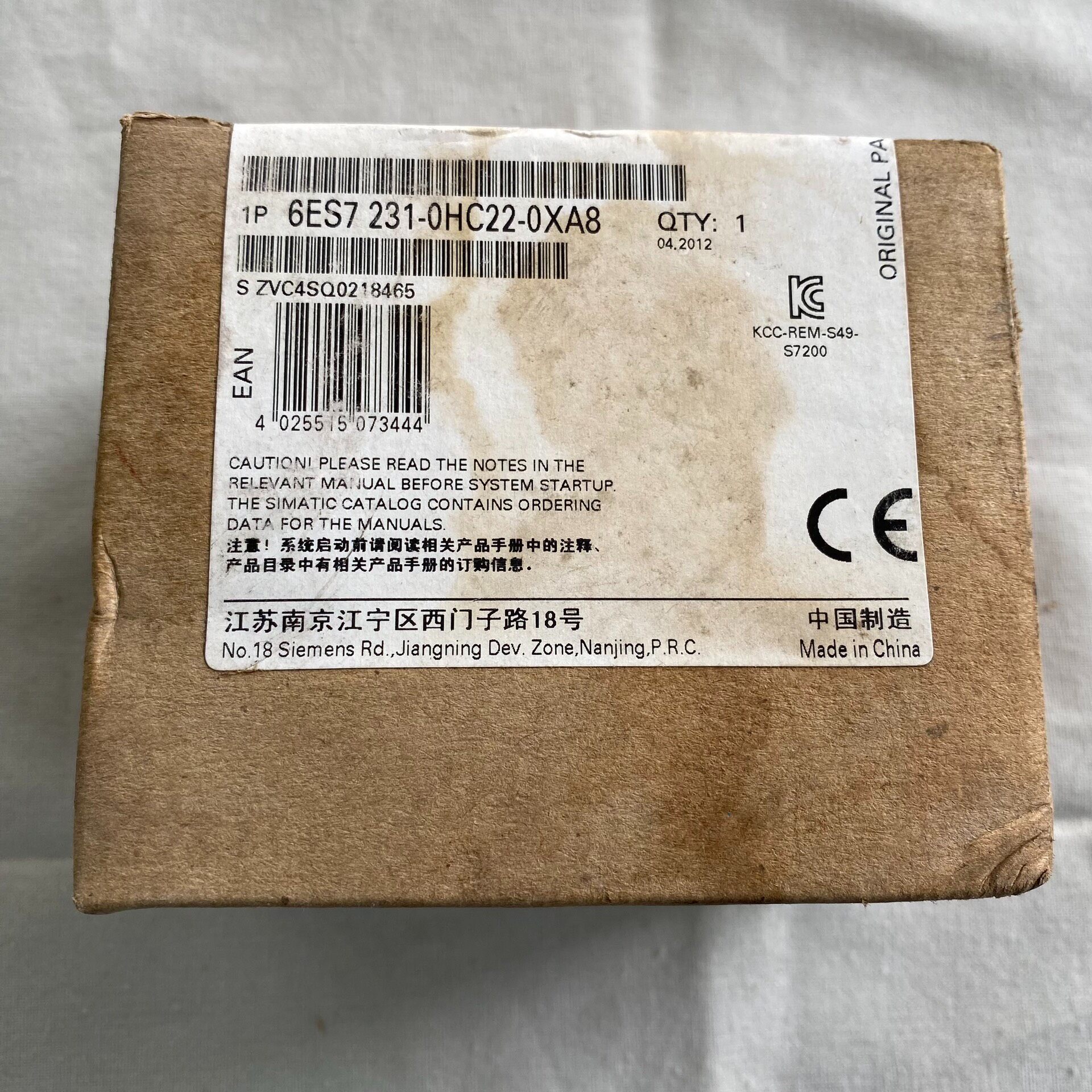西门子模块6ES7231-0HC22-0XA8 数量1 现货
