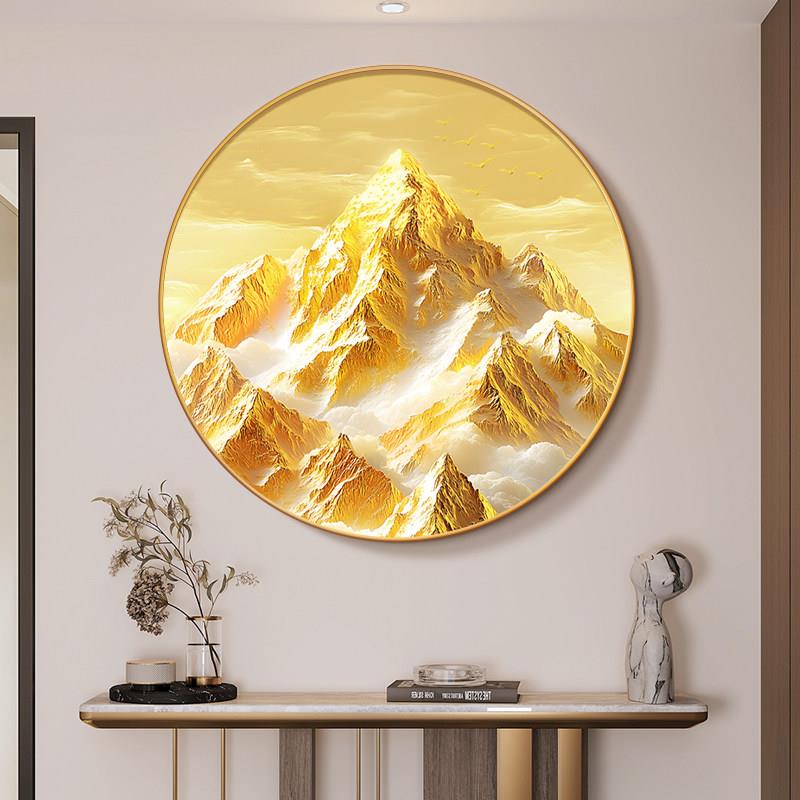 金山画靠山图玄关挂画客厅饭厅背景墙装饰画高级感背靠金山床头画